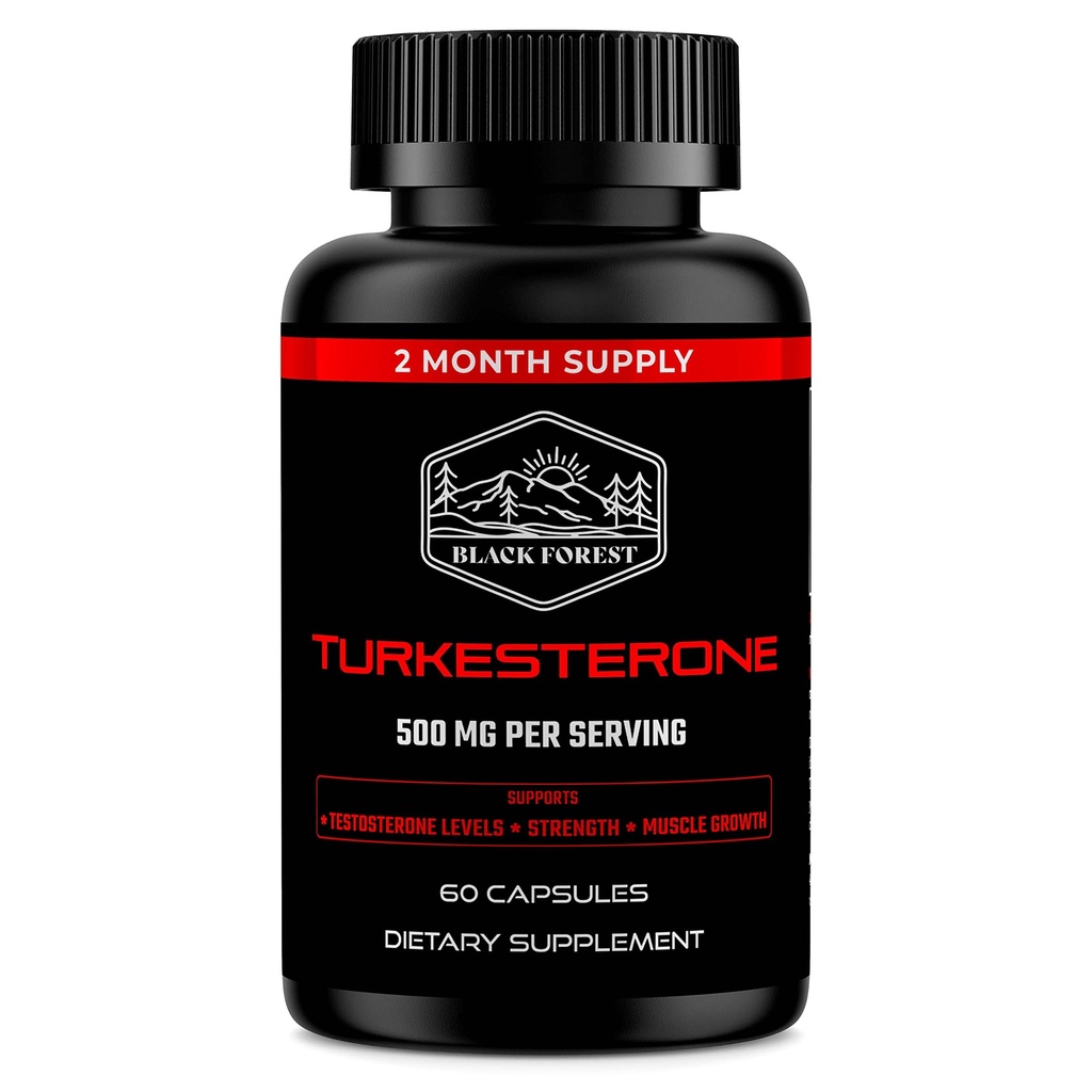 Black Forest Turkesterone Supplement 500mg Capsule (Max Purity 95% Extract) 2 maanden Levering (500mg Turkesteron van 526mg Ajuga Turkestanica) Vergelijkbaar met Ecdysteron voor sterkte en spiergroei