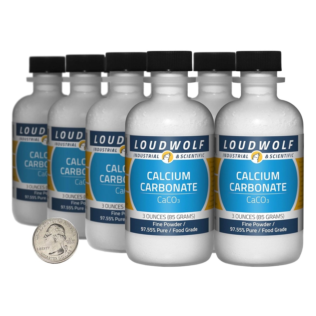 Calciumcarbonaat / 1,5 Pond / 8 Flessen / 97,55% Pure Food Graad / Fijn poeder