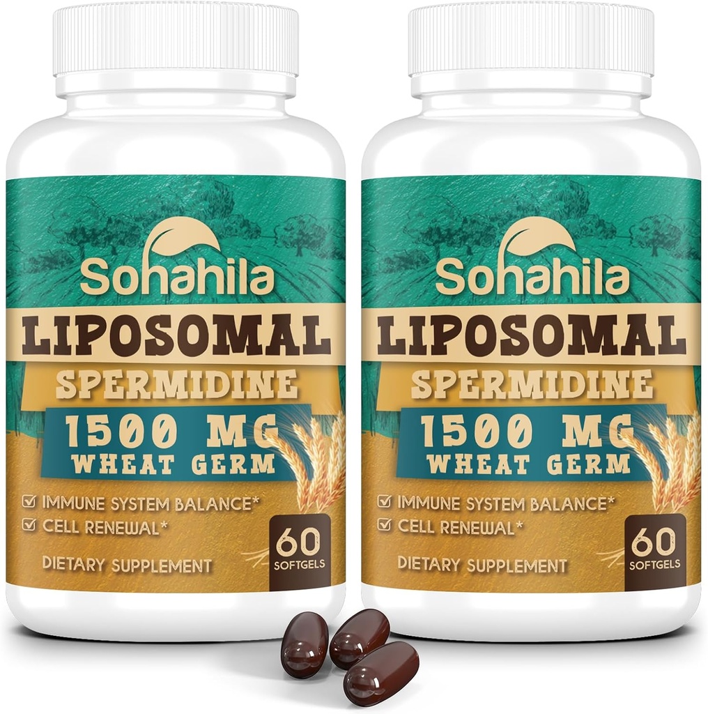 Supplément de Spermidine 15 MG - 99% Pureté, Haute Absorption, 1500 MG Extrait de germe de blé fermenté avec Zinc et Thiamin, Spermidine pour les hommes et les femmes - Renouvellement cellulaire, Vieillissement Défense, Énergie, 120 Softgels