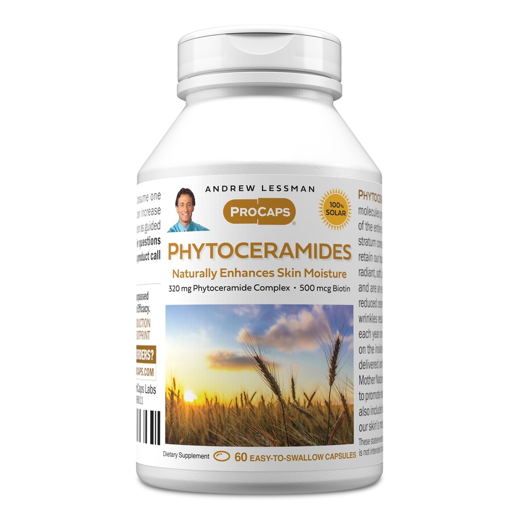 ANDREW LESSMAN Phytoceramiden met Biotin 60 Softgels - Skin Verbetert natuurlijk de zachte, gladde, stralende huid. Geen additieven. Klein Makkelijk doorslikken Softgels