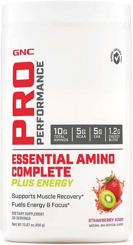 GNC Pro Performance Essential Amino Complete Plus Energy, ondersteunt spierherstel, aardbei Kiwi, 15.9 oz.