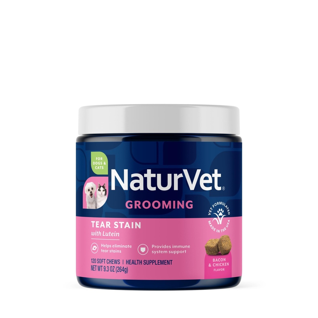 NaturVet Lutein Tear Stain Supplements for Dogs & Cats 