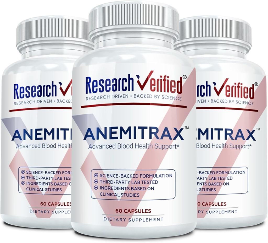 Onderzoek Geverifieerde Anemie Ondersteuning - Replenish Iron, Regulate Hemoglobin, Verbeter energie - ijzer, vitamine C, vitamine A, B12, Folaat, BioPerine - 180 Capsules - Veganistisch