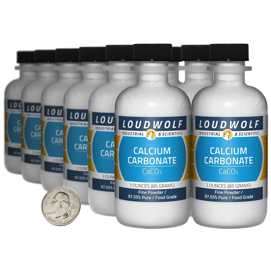 Calcium Carbonaat / 2,3 Pond / 12 Flessen / 97,55% Pure Food Graad / Fijn poeder