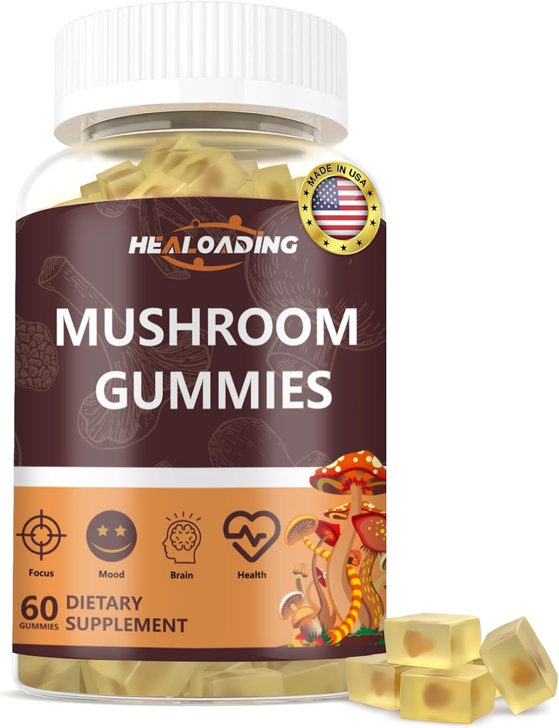 Paddestoelen: 10 Functional Paddestoelen in One - Lion's Mane, Reishi, chagaCordyceps & More - Natural Focus & Energy Support- Vegan, Non-GMO-60 Gummies