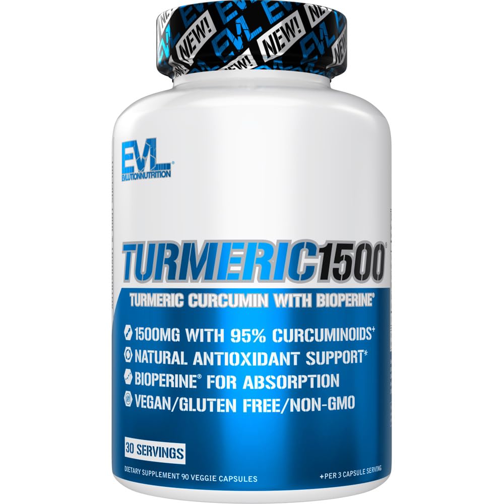 Kruidenrelief Kurkuma Curcumine met Bioperine - EVL 1500mg 95% Curcuminoïde Kurkuma Curcumine met zwarte peper voor de spijsvertering van de huid Immuniteit Lever en gezamenlijke ondersteuning - Niet GGO Vegan Supplement