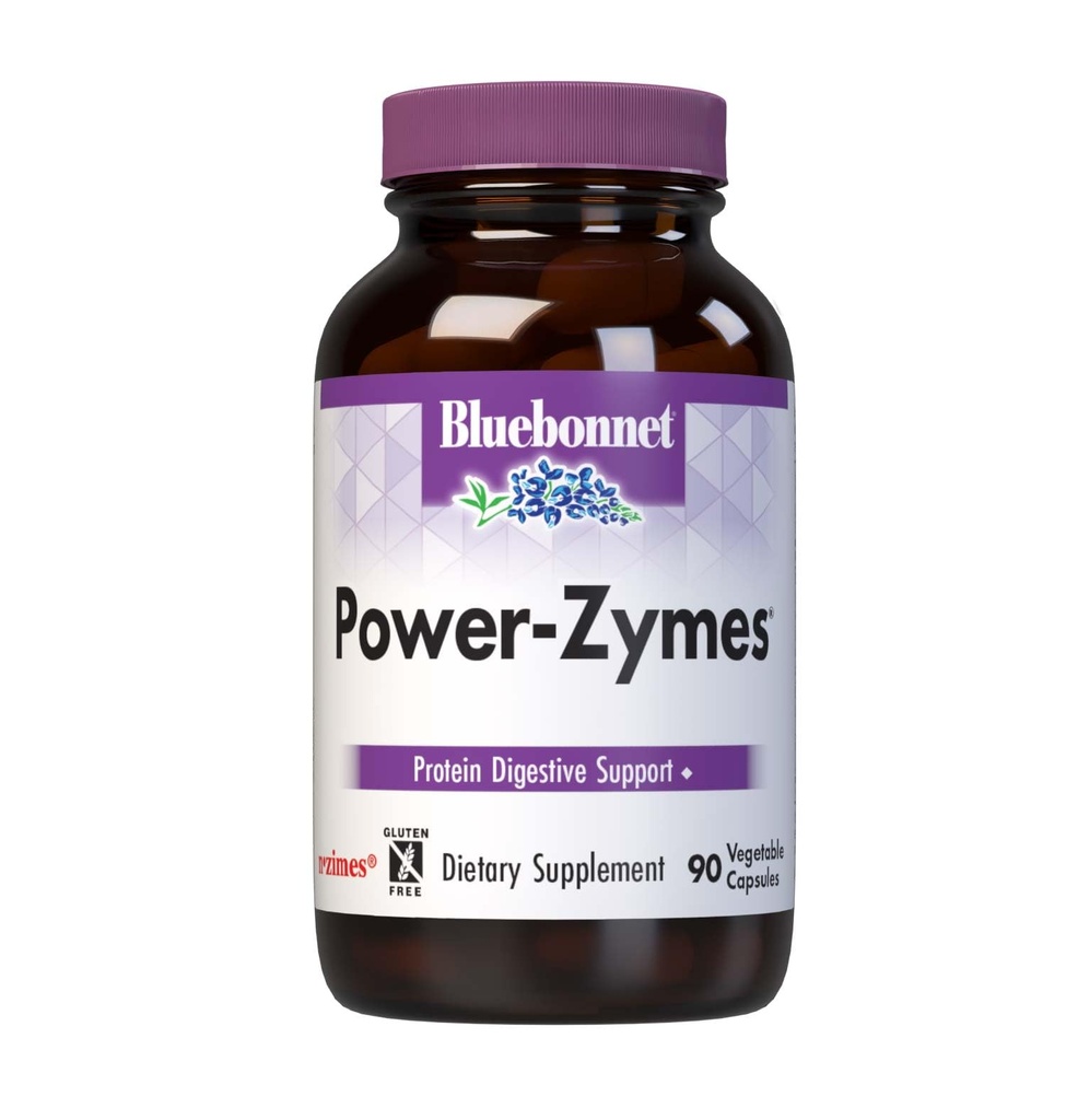 Bluebonnet Nutrition Power-Zymes, Soutien digestif aux protéines*, sans soja, sans gluten, sans lait, 90 capsules végétales, 90 portions