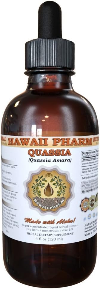Extrait liquide Quassia, Quassia Amara Teinture, Supplément à base de plantes, Hawaii Pharm, Fabriqué aux États-Unis, 4 fl.oz