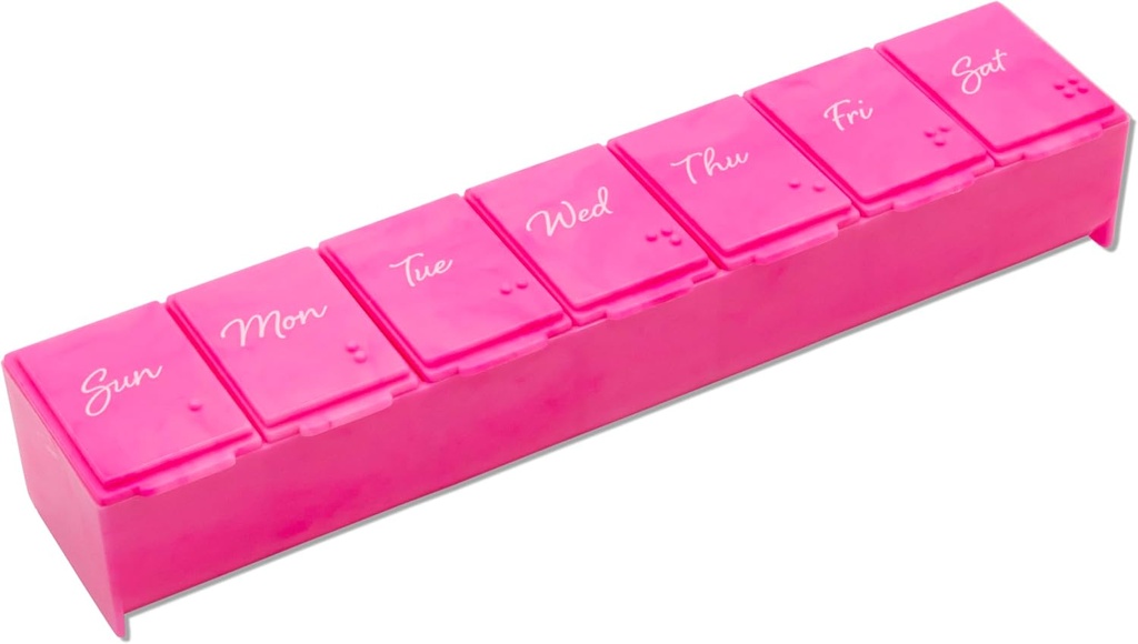 EZY DOSE Weekly (7-Dag) Dagelijkse pil geval, Medicine Planner, Vitamine Organisator, Supplement Container, Handig en gemakkelijk te gebruiken, Grote Compartments, Roze, Reizen-Vriendelijk, Made in The USA, BPA Gratis