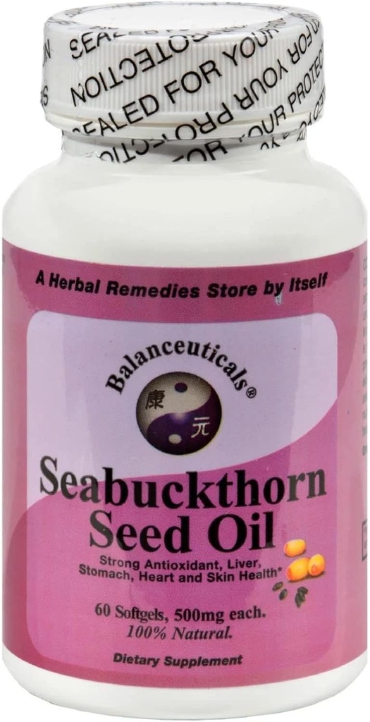 Seabuckthorn Seed Oil, 500 mg Dieetsupplement Softgels, 60-Count Bottle