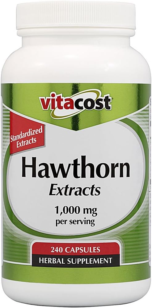 Extrait normalisé Vitacost Hawthorn - 1000 mg par portion - 240 capsules