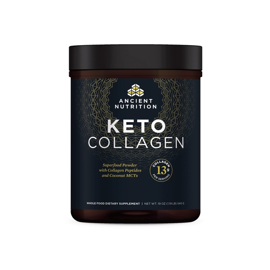 Oude Voeding Keto Collageen Poeder Drink Mix, Keto Diet Supplement met MCT, Gehydrolyseerde Collageen Peptides ter ondersteuning van gezonde huid en gewrichten, 30 porties, 19 oz (Verpakking mei Vary)