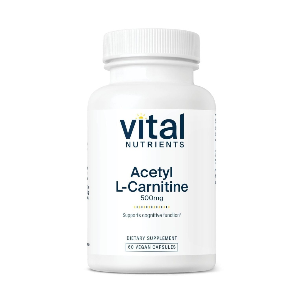 Vitale voedingsstoffen Acetyl L-Carnitine 500mg Hersenen, Geheugen en Cognitieve Ondersteuning Supplement* 