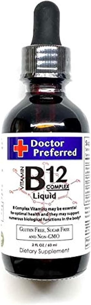 Vitamine B12 Complex Liquid Sublingual Drops Fast Absorptie B2, B3, B5, B6 en B12. 2 fl oz - 60 Day Supply
