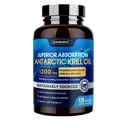 Krill Oil 1200 mg Omega 3 Supplement, Krill Oil Omega 3 met hoge Absorptie EPA, DHA, Astaxanthine & Fosfolipiden, ondersteunt hart- en gewrichtsgezondheid, geen visachtige afdronk - 120 Softgels (60 porties)