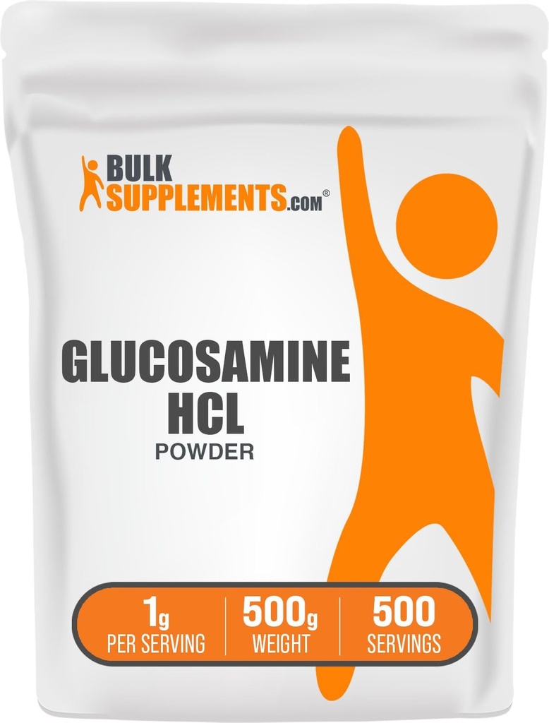 BulkSupplements.com Glucosamine HCl Powder - Glucosamine Supplement, Joint Support Supplement - Glutenvrij, 1g per portie, 500g (1.1 lbs) (verpakking van 1)