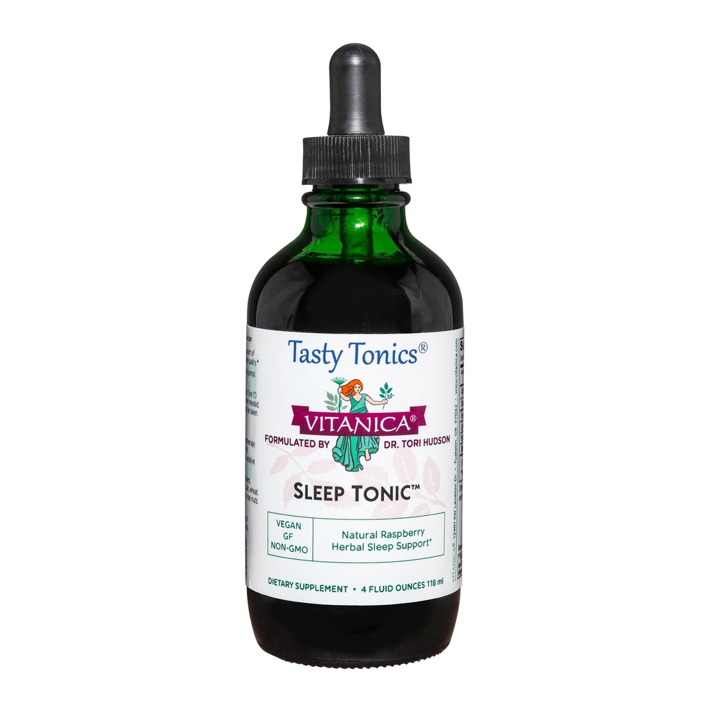 Vitanica Slaap Tonic, Natuurlijke Liquid Slaaphulp Supplement, Dr. Geformuleerd, Ontspanning en Kalm Ondersteuning voor volwassenen, Stress Relief, Valeriaan Root, Lemon Balm, Passie Bloem, Veganist, 4 Ounce