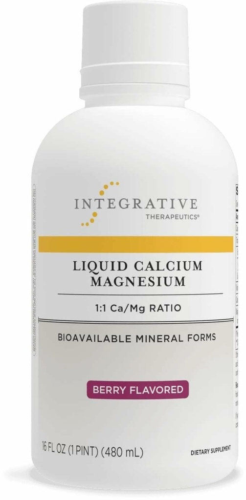 Integrative Therapeutics Liquid Calcium Magnesium - Liquid Supplement that Supports Bone Health* - Includes Vitamine D3 & a Magnesium Complex - Glutenvrije & Dairy-Free - Berry, 16 oz (32 porties)