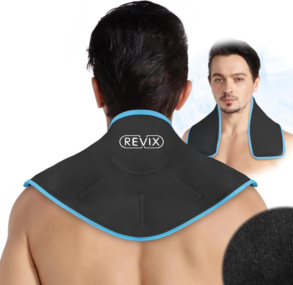 REVIX Neck Ice Wrap Ice Pack voor nek en schouders, Therapie voor het bevorderen van flexibiliteit en mobiliteit, Hot Cold Gel Packs Herbruikbaar voor post-workout, zwart