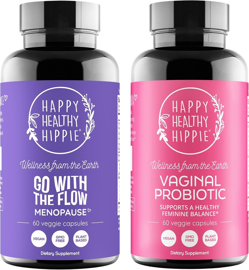 Gelukkige gezonde Hippie Vaginale Probiotica voor vrouwen & Ga met de Flow Menopauze Ondersteuning