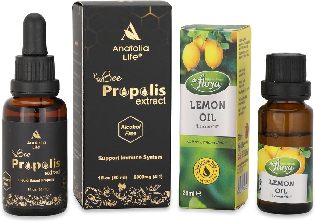 Biologische Propolis Extract 30ml & 100% Natuurlijke Pure Lemon Essential Oil 20ml