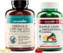 NatureWise Omega-3 Visolie 1000mg met E 180-Count+ Apple Cider Vinegar Gummies 500mg met B12, 60-Count (Vegan Gummy) - Bundel voor hart, oog, spijsvertering gezondheid - Glutenvrij, sojavrij, niet-GMO