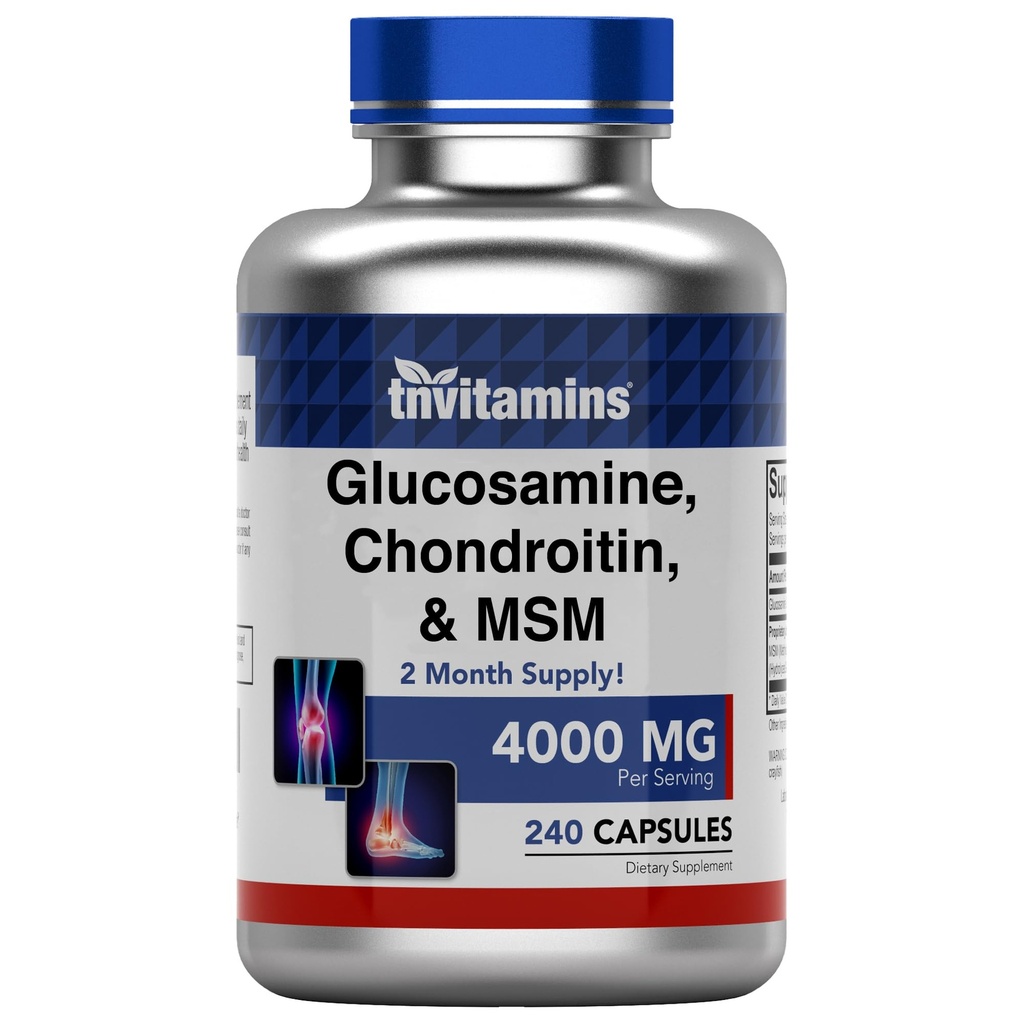 tnvitaminen Glucosamine, Chondroitin, & MSM (4000 MG - 240 Capsules) voor mannen en vrouwen 