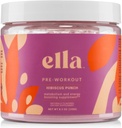 Naked Ella Pre Workout Powder, Hibiscus Punch Amino Energy met Vegan BCAA Amino Acids, Natural Cafeine, Preworkout Boost for Men & Women, 30 Servings