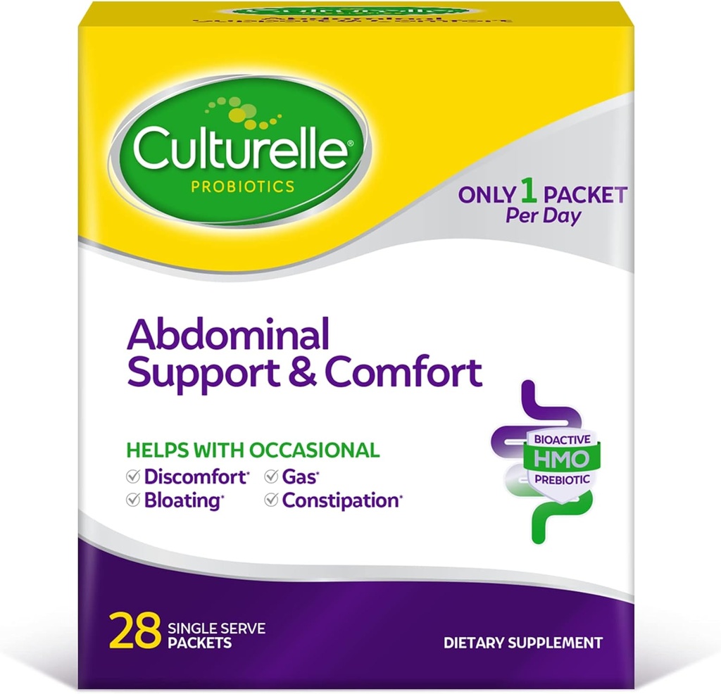 Culturelle Abdominal Support & Comfort, Daily Proactive Approach to Promote Gut Health*, Helpt met Occasional Abdominal Issues, Bloating, and Gas 28 Count(Pack of 1)