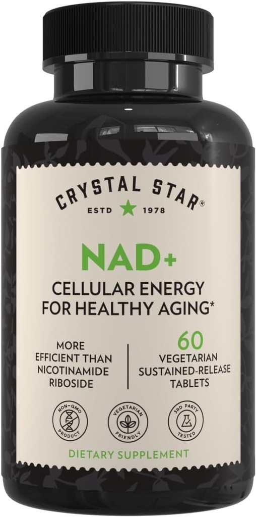 Crystal Star NAD+ (60 tabletten) - Gepatenteerde NAD voor Cellular Energy & Healthy Aging - Klinisch bewezen efficiënter dan Nicotinamide Riboside - 30 dagen levering - Non-GMO