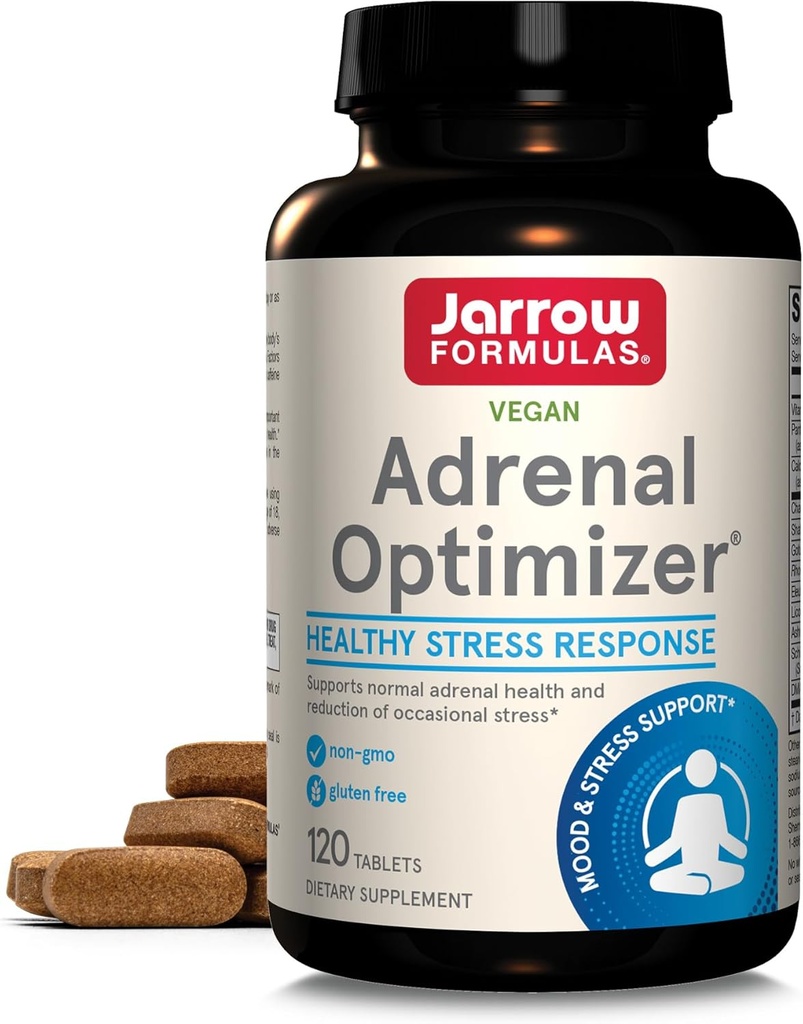 Jarrow Formulas Adrenal Optimizer - 120 tabletten - Ondersteunt Adrenal Health, Hernieuwing & Stress Reduction - Combineert 11 voedingsstoffen & Nutraceuticals - 60 porties