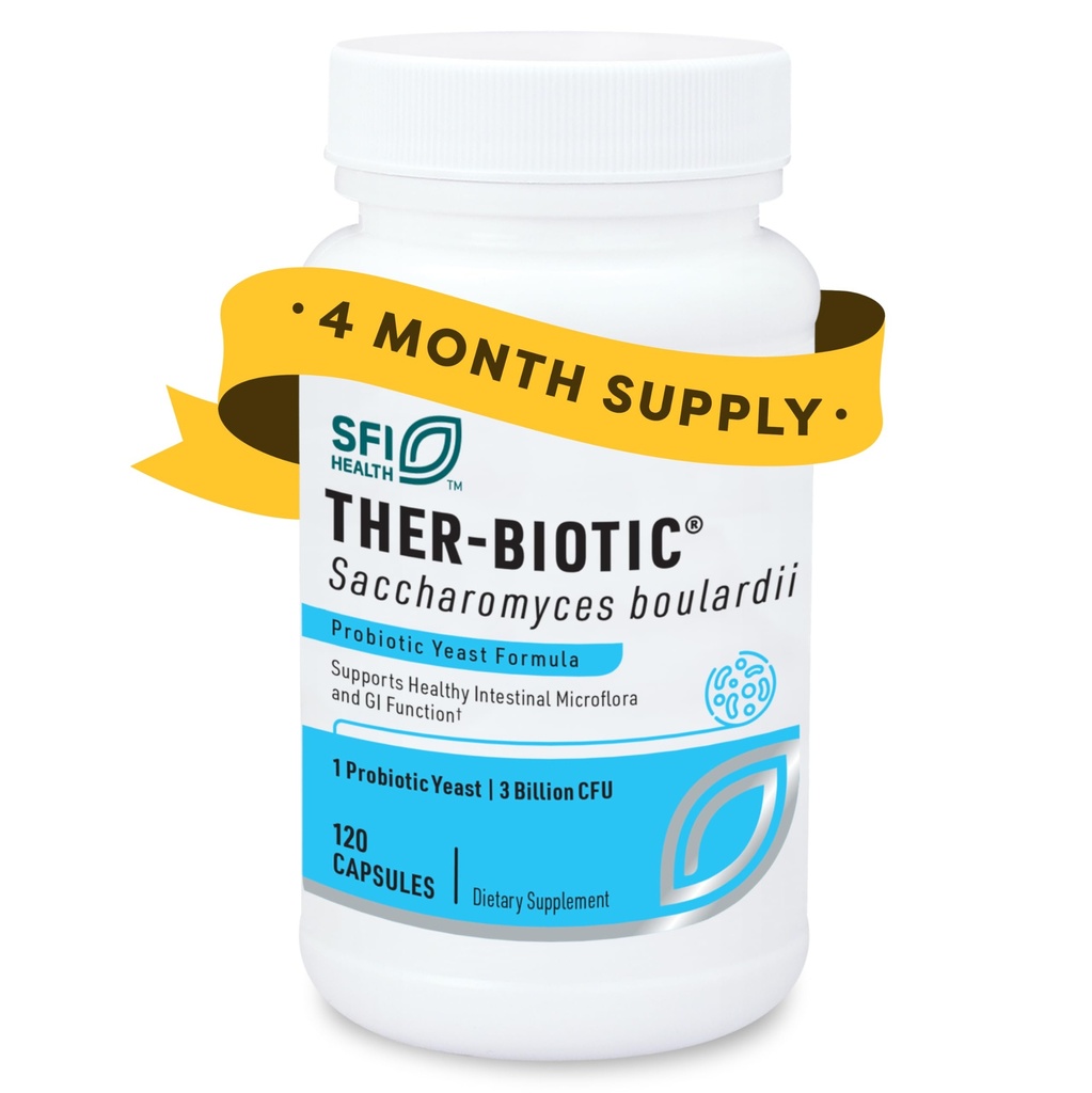 Klaire Labs SFI Health Saccharomyces Boulardii Probiotic - Acid Resistant & Shelf Stable Supplement to Support Healthy Gist Balance, Immune & Digestief Health - Hypoallergeen, Dairy-Free (120ct)