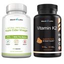 Apple Cider Vinegar Capsules met de moeder helpen verbeteren energie, immuniteit, spijsvertering & stofwisseling + vitamine K2 supplement - volledig spectrum vitamine K2 MK7, MK4 & Calcium - 90 capsules