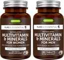 Methylated Women's Multivitamine + Heren Multivitamine Bundle, MTHFR Supplement met Actieve B-Vitaminen, Clean Label & Vegan, 180 Tablets, door Igennus