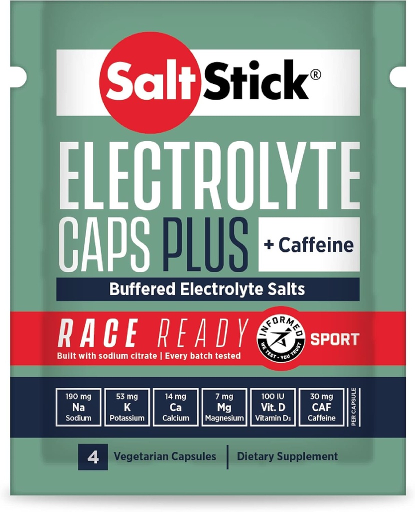 SaltStick Race Ready Electrolyte Capsules met Cafeïne 
