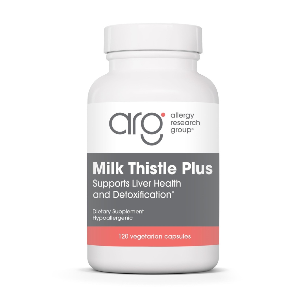 Allergie Onderzoeksgroep Melkdistel Plus Supplement - Ondersteuning van de lever Gezondheid, Melkdistel, Dandelion, Detox, Reiniging, Vegetarische Capsules - 120 Tel.