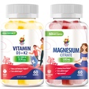 Vitamine D3 K2 Gummies 5000 IE - Immune & Bone Suppor & Magnesium Gummies for Kids & Adults - 500mg