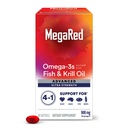 Megared Omega-3 Fish & Krill Oil Supplement 900mg - MegaRed Advanced 4in1, 60 softgels, 2x More Omega-3, Heart, Joint, Brain and Eye Supplement, Red, 60 Tellen