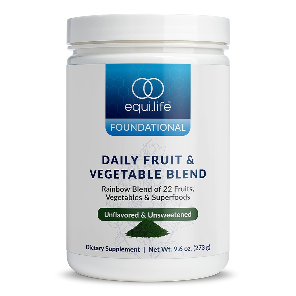 Equilife Mélange quotidien de fruits et légumes, supplément antioxydant super-alimentaire avec 22 fruits et légumes biologiques, non aromatisé, vitamine C, fibre, 9 acides aminés essentiels, soutient l'énergie, 30 portions Tub