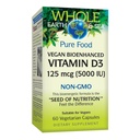 Natuurlijke factoren Whole Earth & Sea Vitamin D3 125mcg (5.000 IE), Vegan Bio-enhanced, 60 Vegetarische Capsules