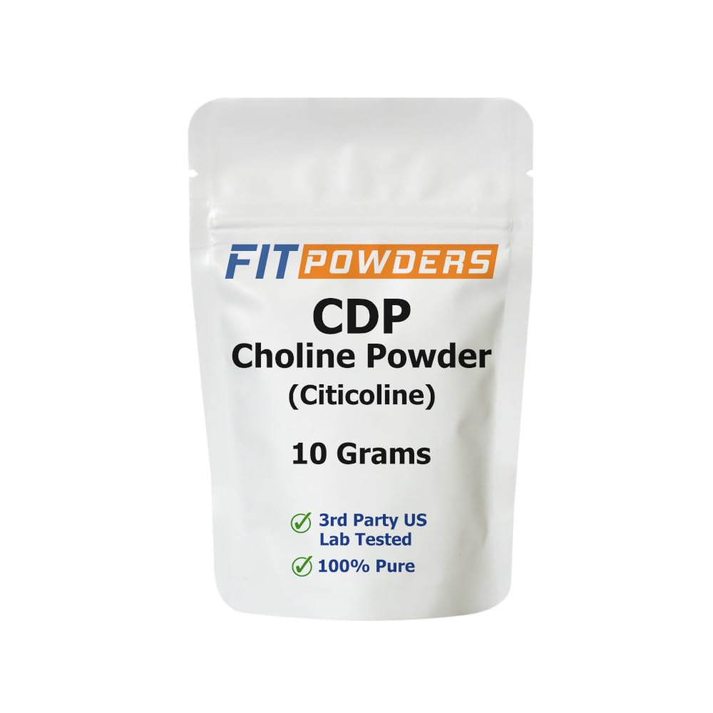 Citicolinepoeder, CDP Cholinepoederpure met scoop, niet-GMO, cognitief supplement voor geheugen en leren (10 Gram)
