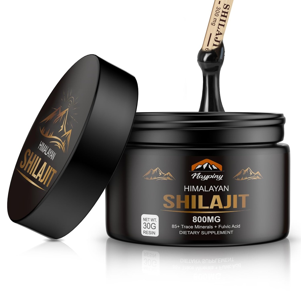 Shilajit Pure Himalaya Organic Resin - 800mg Gold Grade Shilajit Resin with Fulvic Acid & 85+ Trace Minerals Complex for Energy, Strength & Immunity, Shilajit for Men & Women, 800mg