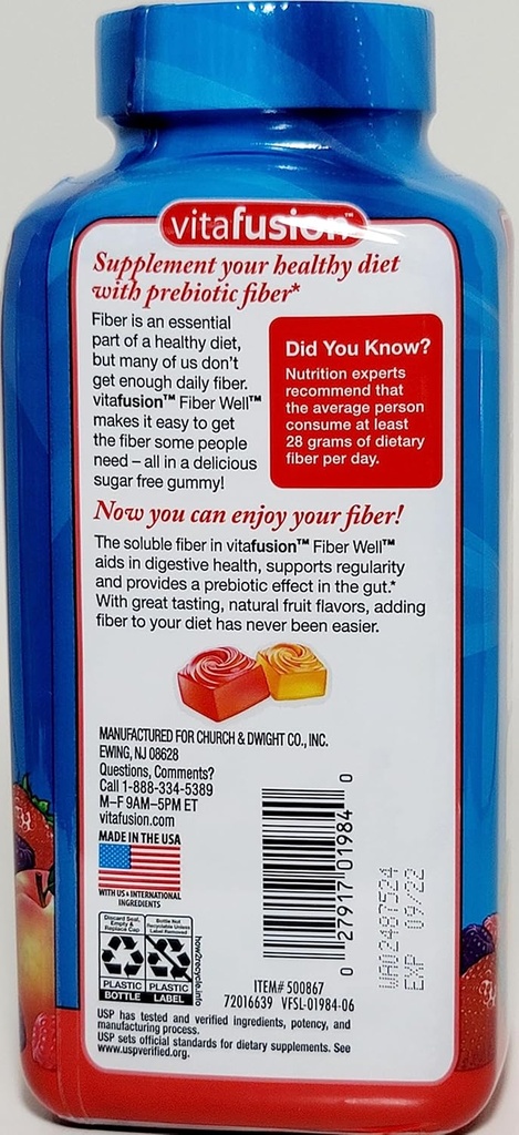 Vitafusion Fiber Well Sugar Free Gummy Vitamine Supplement, 220 Ct. 2 Pack