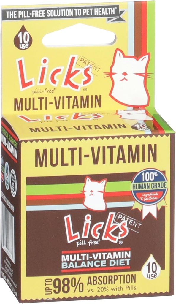 Licks Pill-Free Cat Multivitamine - Cat Supplement met vitamine C, D, en Calcium - Multivitamine Huisdier Supplies - Gel Packets - 10 Gebruik