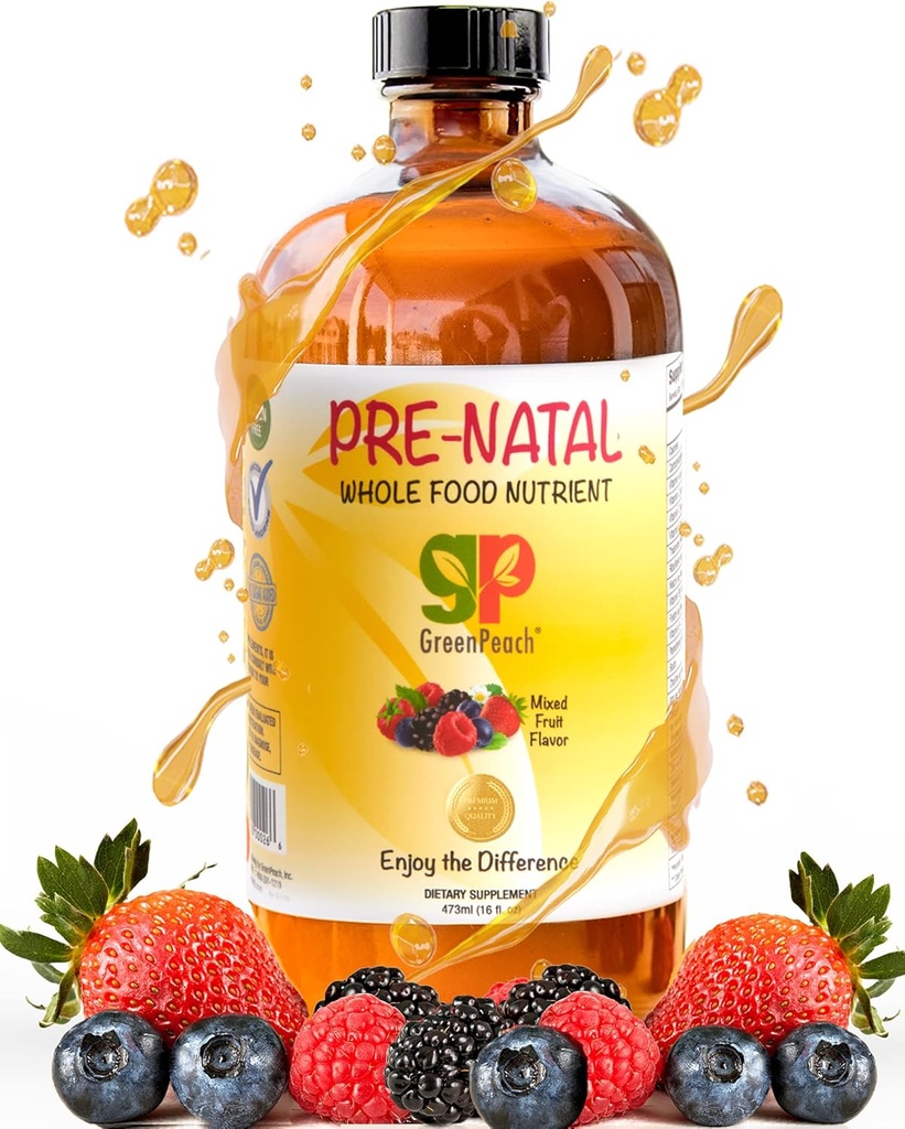 Organische vloeibare prenatale vitamines voor vrouwen - Prenatale ijzer & folaat, Prenatal multivitamine voor vrouwen, Vrouwen prenatale multivitamine, Vegan Prenatals Halal Kosher Vriendelijke prenatale vitamine, 32 Serveren