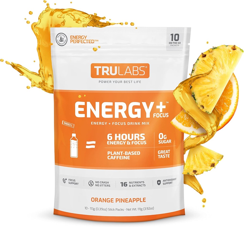 TRULABS Endurance, Energy + Focus, Powdered Drink Mix, Orange Ananas (10ct)