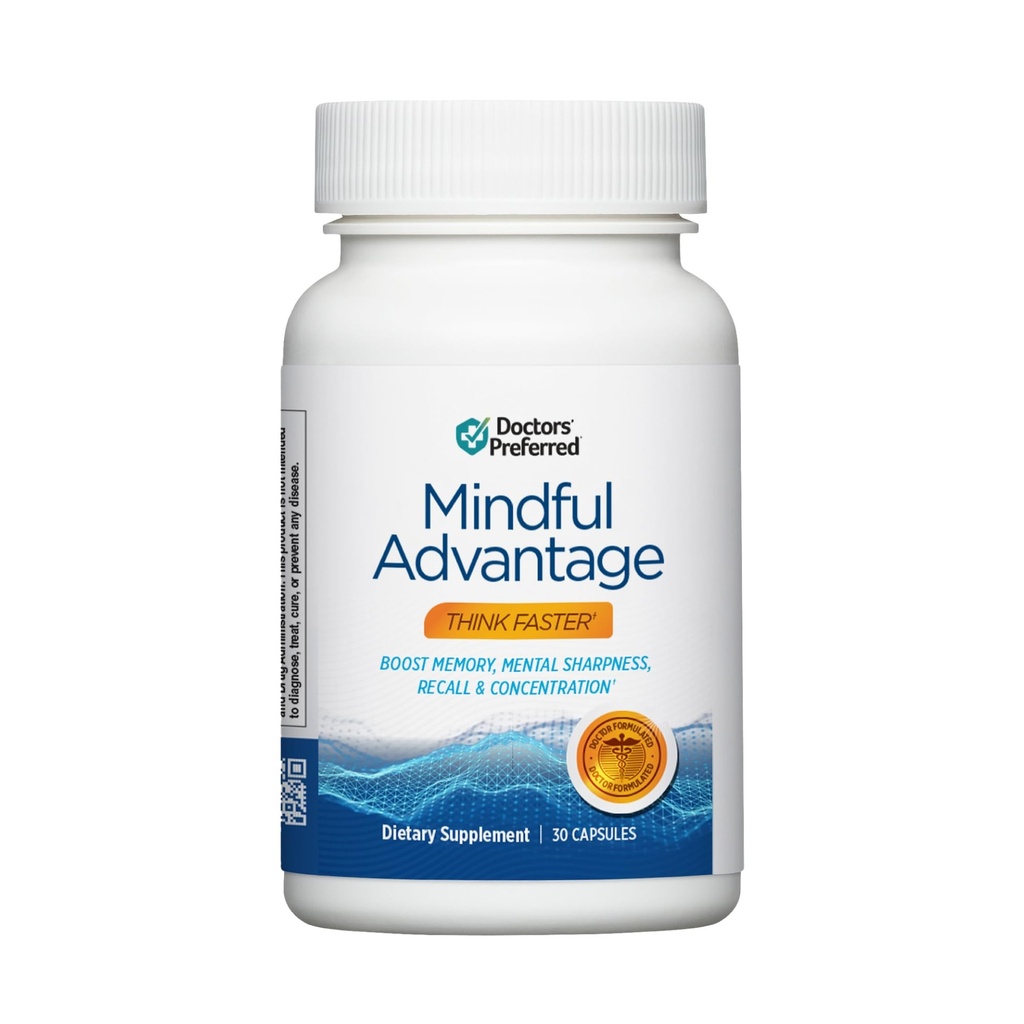 DOCTORS' VOORBEREIDE Mindful Advantage Hersensupplementen voor Geheugen en Focus - Boost Geheugen, Geestelijke scherpte, Herinnering & Concentratie - 30 Tel.
