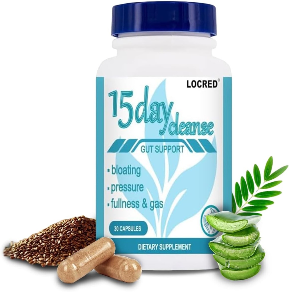 15 dagen Cleanse Capsule, Colon Cleanse Detox and Gut Health for Women & Men, with with Senna, Cascara Sagrada & Psyllium Husk,30 Capsules