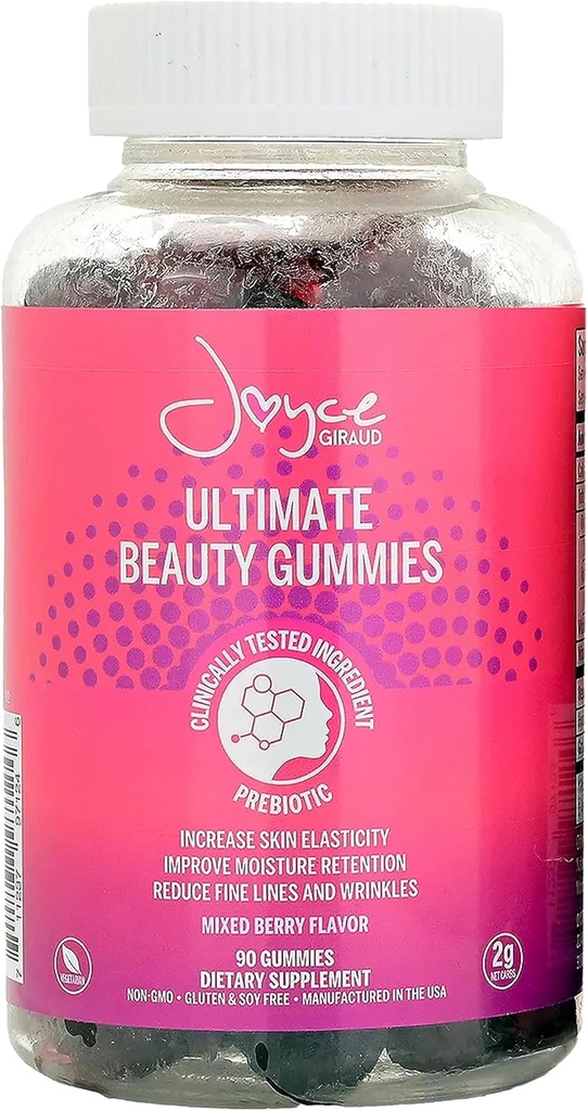 Joyce Giraud Ultimate Beauty Gummies, 30-dagen levering, ondersteunt huid Hydratatie & gezonde huidtone, 90 Gummies
