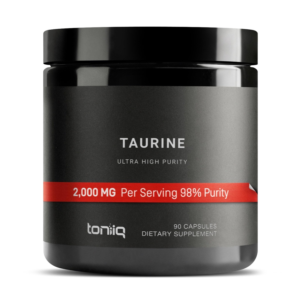 Toniiq 2000mg Taurine Supplement - Hoge zuiverheid Taurine Poeder Capsules, 98%+ Pure, Derde-partij Lab Getest - Krachtig, Niet-GGO, Glutenvrij, Effectieve Formule 45 Optimale porties per fles